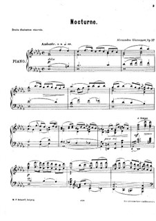 Nocturne for Piano, Op.37: para um único musico (Editado por H. Bulow) by Alexander Glazunov