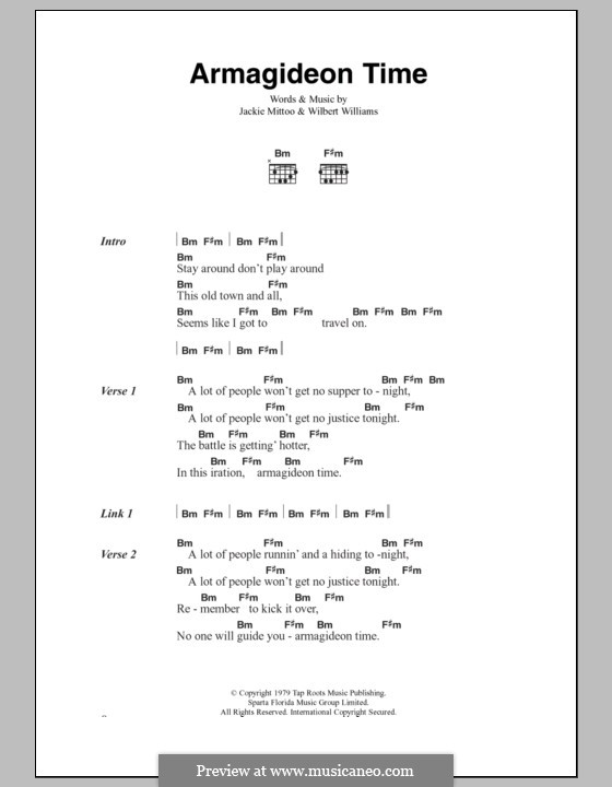 Armagideon Time (The Clash): Letras e Acordes by William Langton Williams, Jackie Mittoo