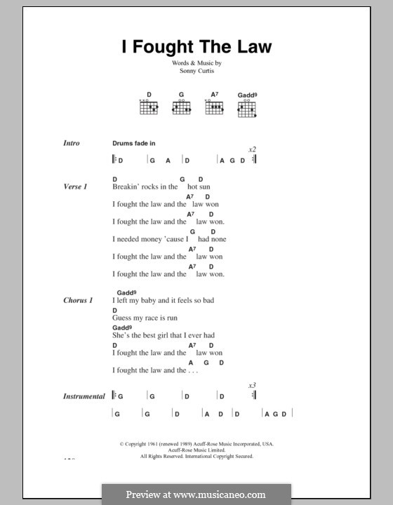 I Fought the Law (The Clash): Letras e Acordes by Sonny Curtis