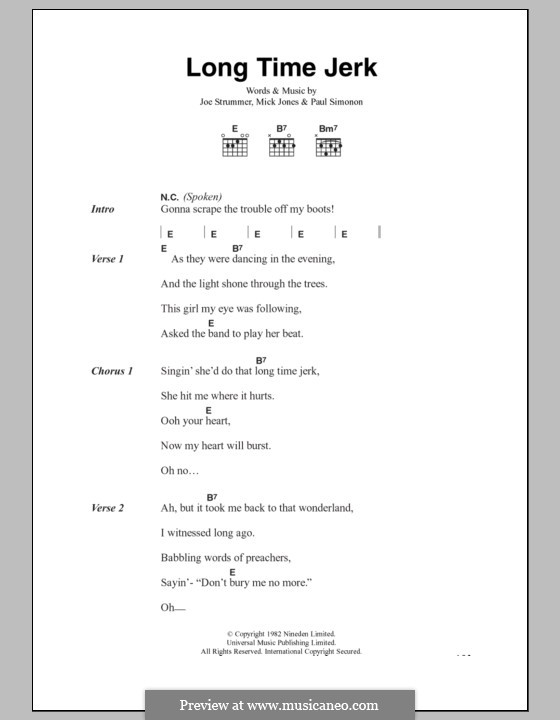 Long Time Jerk (The Clash): Letras e Acordes by Joe Strummer, Mick Jones, Paul Simonon