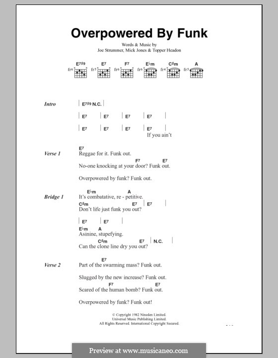 Overpowered By Funk (The Clash): Letras e Acordes by Joe Strummer, Mick Jones, Topper Headon