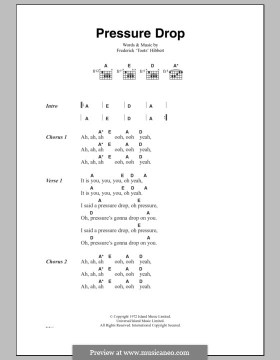 Pressure Drop (Toots and The Maytals): Letras e Acordes by Toots Hibbert