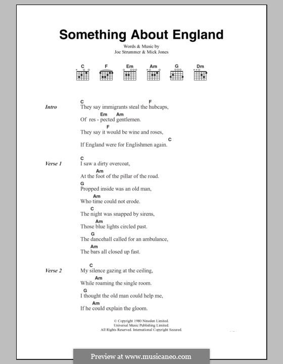 Something About England (The Clash): Letras e Acordes by Joe Strummer, Mick Jones