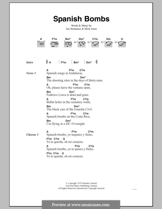 Spanish Bombs (The Clash): Letras e Acordes by Joe Strummer, Mick Jones