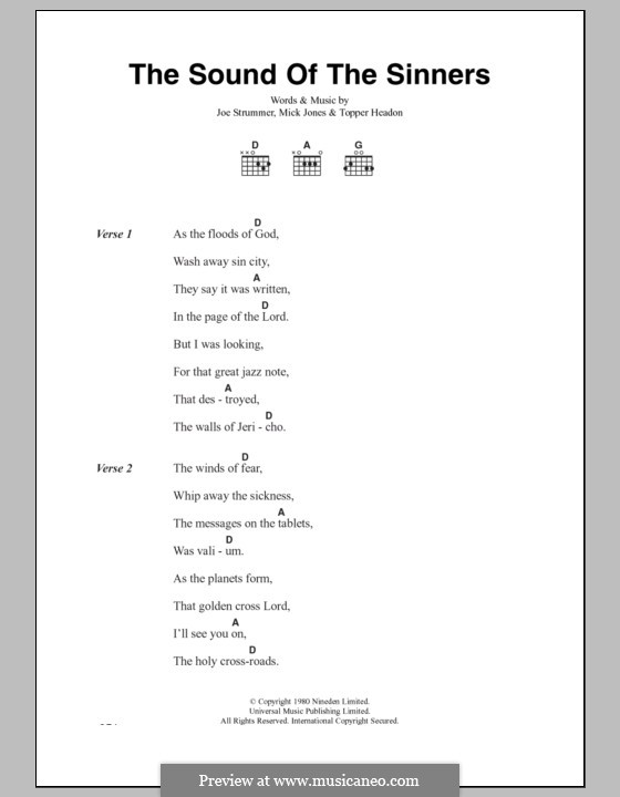 The Sound of the Sinners (The Clash): Letras e Acordes by Joe Strummer, Mick Jones, Topper Headon
