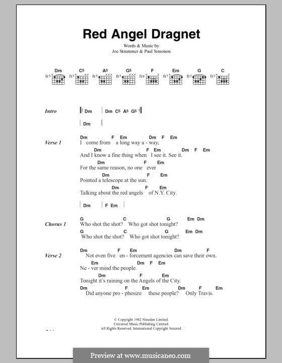 Red Angel Dragnet (The Clash): Letras e Acordes by Joe Strummer, Paul Simonon