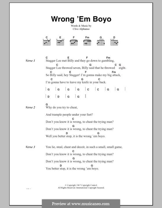 Wrong 'Em Boyo (The Clash): Letras e Acordes by Clive Alphonso