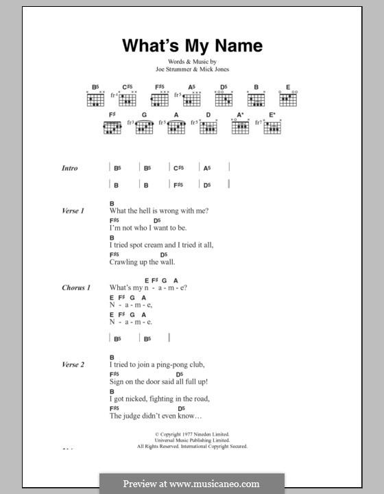 What's My Name (The Clash): Letras e Acordes by Joe Strummer, Mick Jones
