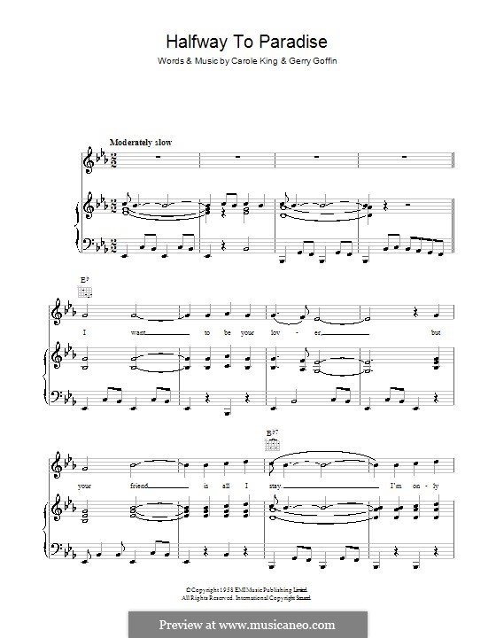 Halfway to Paradise: Para vocais e piano (ou Guitarra) by Gerry Goffin