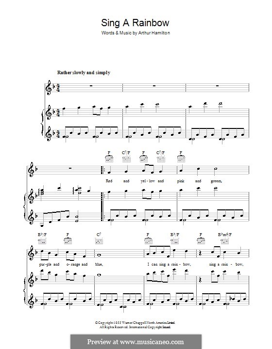 Sing a Rainbow: Para vocais e piano (ou Guitarra) by Arthur Hamilton