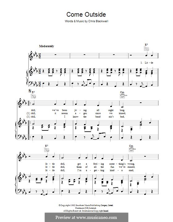 Come Outside (Mike Sarne): Para vocais e piano (ou Guitarra) by Chris Blackwell