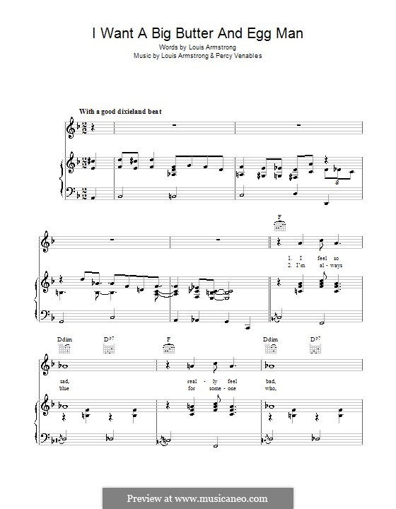 I Want a Big Butter and Egg Man: Para vocais e piano (ou Guitarra) by Percy Venables