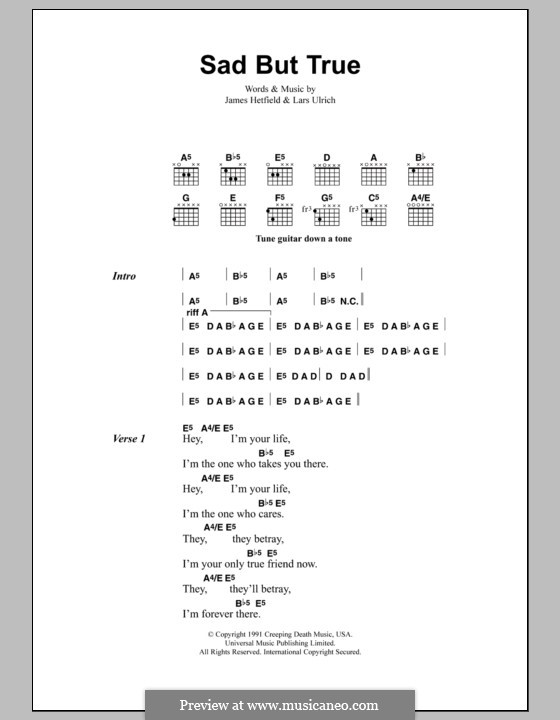 Sad But True (Metallica): Letras e Acordes by James Hetfield, Lars Ulrich