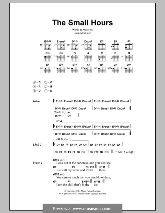 The Small Hours (Metallica): Letras e Acordes by John Mortimer