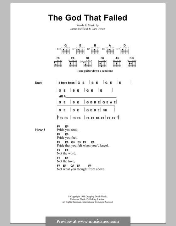 The God That Failed (Metallica): Letras e Acordes by James Hetfield, Lars Ulrich