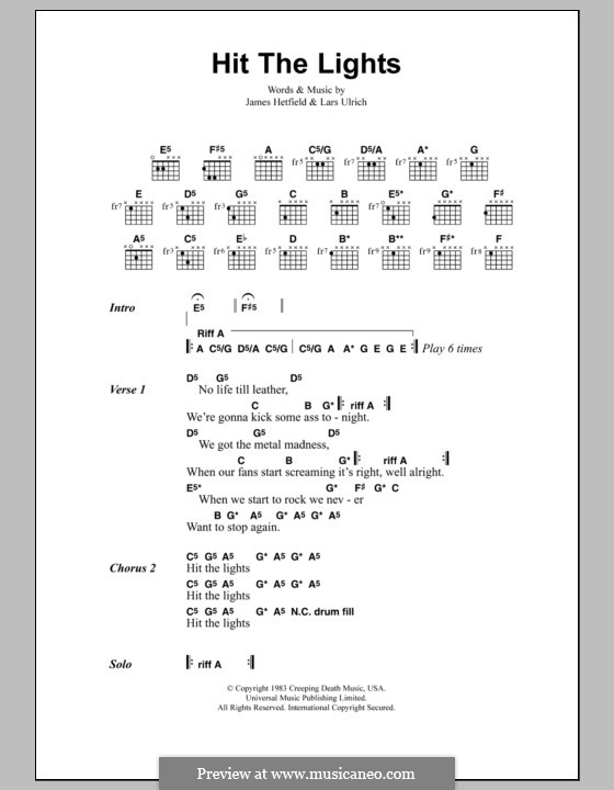 Hit the Lights (Metallica) por J. Hetfield, L. Ulrich em músicaNeo