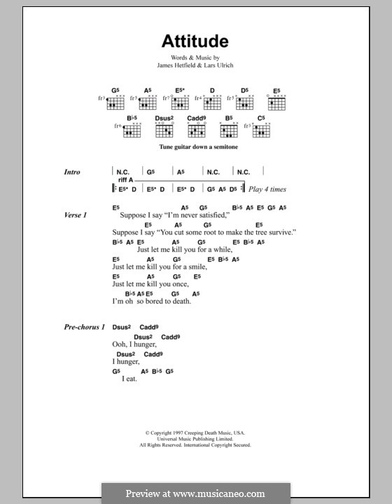 Attitude (Metallica): Letras e Acordes by James Hetfield, Lars Ulrich