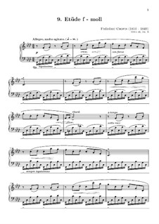 No.9 in F Minor: para piano (com dedilhado) by Frédéric Chopin