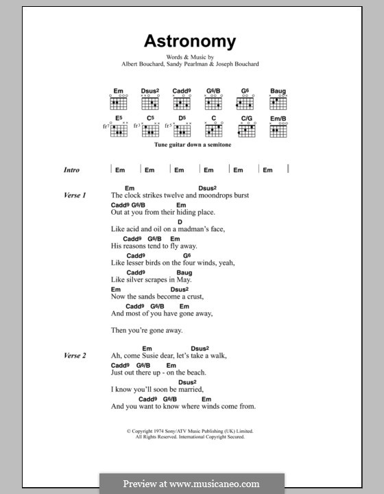 Astronomy: Lyrics and chords (Metallica) by Albert Bouchard, Joseph Bouchard, Sandy Pearlman