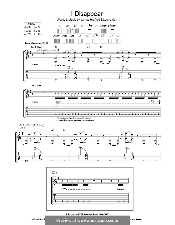 I Disappear (Metallica): Para guitarra com guia by James Hetfield, Lars Ulrich