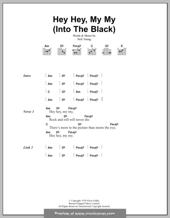 Hey Hey, My My (Into the Black) Oasis: Lyrics and chords (Oasis) by Neil Young