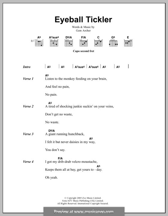 Eyeball Tickler (Oasis): Letras e Acordes by Gem Archer