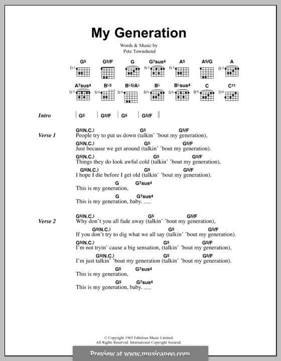 My Generation (The Who): Letras e Acordes by Peter Townshend