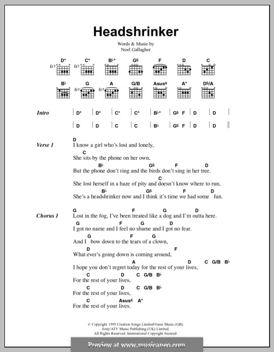 Headshrinker (Oasis): Letras e Acordes by Noel Gallagher