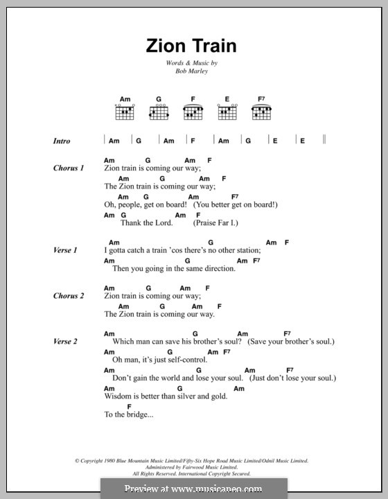 Zion Train: Letras e Acordes by Bob Marley