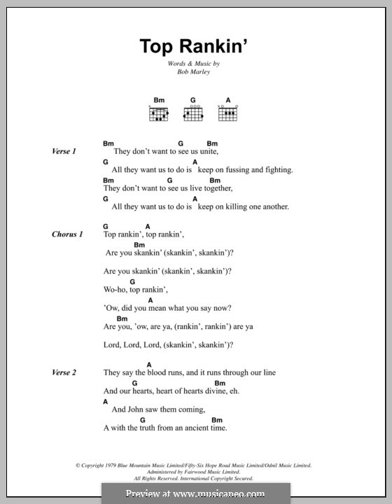 Top Rankin': Letras e Acordes by Bob Marley