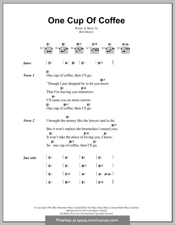 One Cup of Coffee: Letras e Acordes by Bob Marley