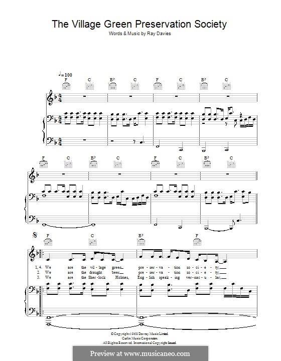 The Village Green Preservation Society (Kate Rusby): Para vocais e piano (ou Guitarra) by Ray Davies