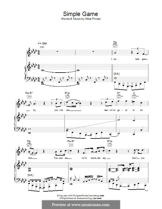 A Simple Game (The Four Tops): Para vocais e piano (ou Guitarra) by Mike Pinder