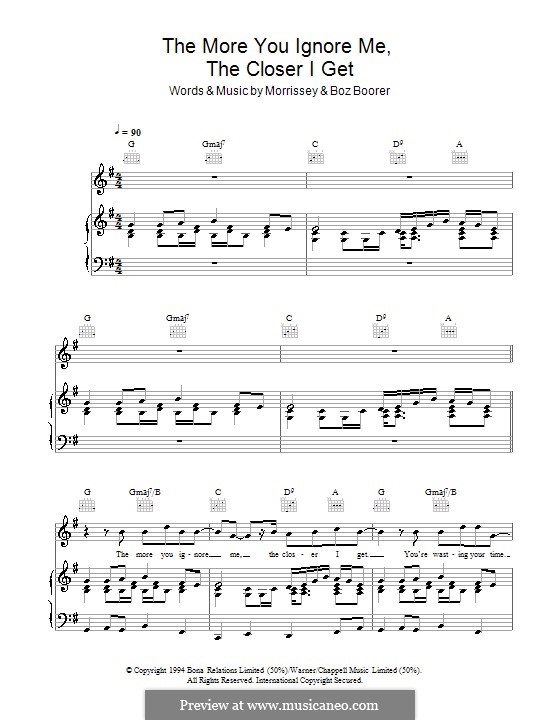 The More You Ignore Me, the Closer I Get: Para vocais e piano (ou Guitarra) by Morrissey, Boz Boorer