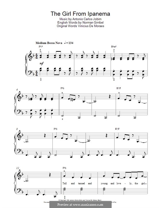 Piano version: versão facil para piano by Antonio Carlos Jobim