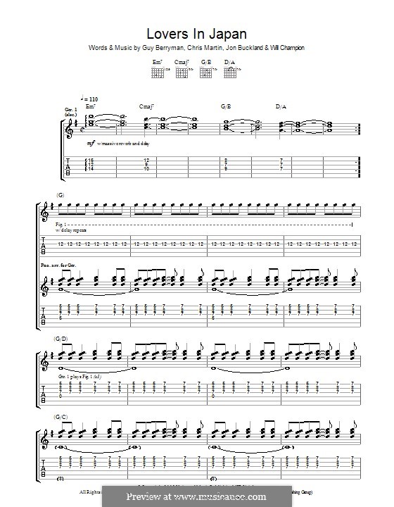 Lovers in Japan (Coldplay): Para guitarra com guia by Chris Martin, Guy Berryman, Jonny Buckland, Will Champion