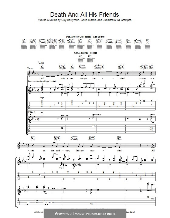 Death and All His Friends (Coldplay): Para guitarra com guia by Chris Martin, Guy Berryman, Jonny Buckland, Will Champion