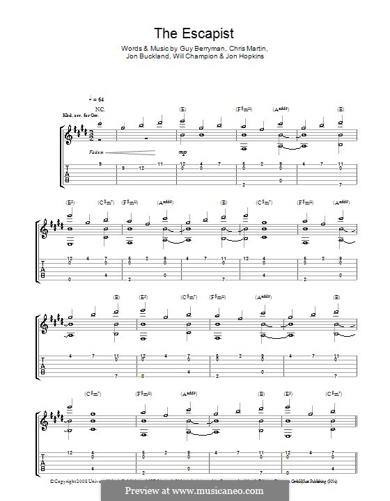 The Escapist (Coldplay): Para guitarra com guia by Chris Martin, Guy Berryman, Jonny Buckland, Jon Hopkins, Will Champion