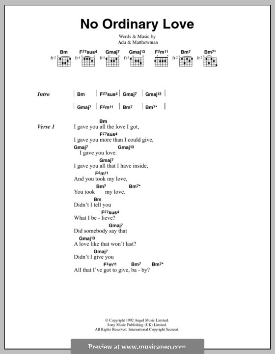 No Ordinary Love (Sade): Letras e Acordes by Helen Adu, Stuart Matthewman