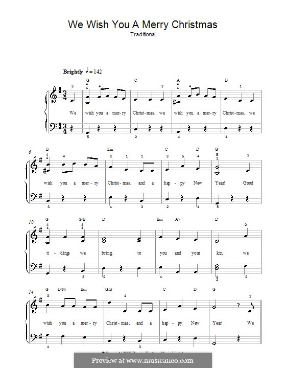 We Wish You a Merry Christmas, for Piano: facil para piano (com acordes) by folklore