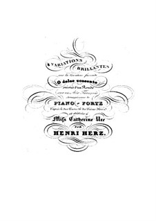 Variations Brilliantes on 'O dolce concento': Variations Brilliantes on 'O dolce concento' by Henri Herz