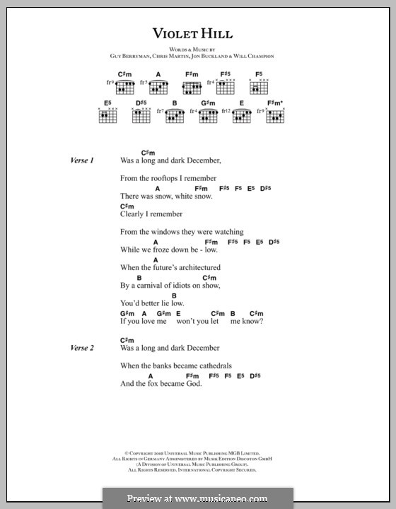 Violet Hill (Coldplay): Letras e Acordes by Chris Martin, Guy Berryman, Jonny Buckland, Will Champion