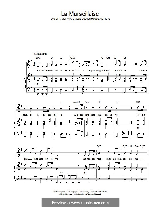 Marseilles Hymn: Para vocais e piano (ou Guitarra) by Claude Joseph Rouget de Lisle