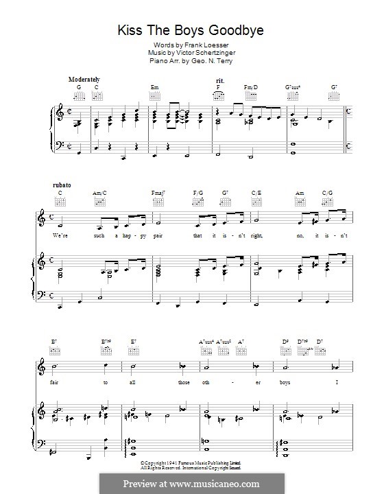 Kiss the Boys Goodbye: Para vocais e piano (ou Guitarra) by Victor Schertzinger