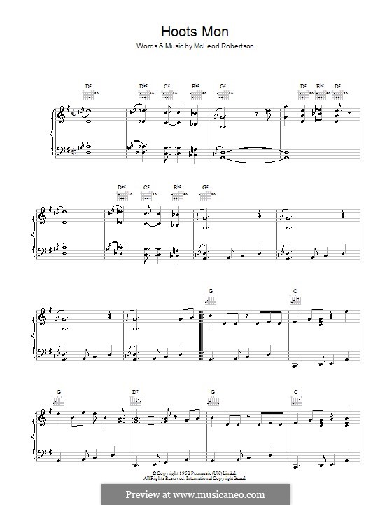 Hoots Mon (Lord Rockingham's XI): Para vocais e piano (ou Guitarra) by McLeod Robertson
