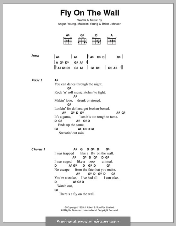 Fly on the Wall (AC/DC): Letras e Acordes by Angus Young, Brian Johnson, Malcolm Young