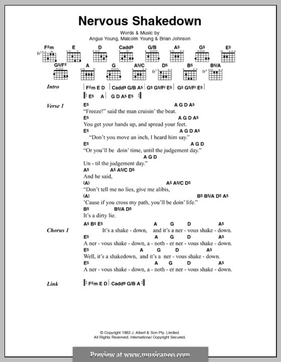 Nervous Shakedown (AC/DC): Letras e Acordes by Angus Young, Brian Johnson, Malcolm Young