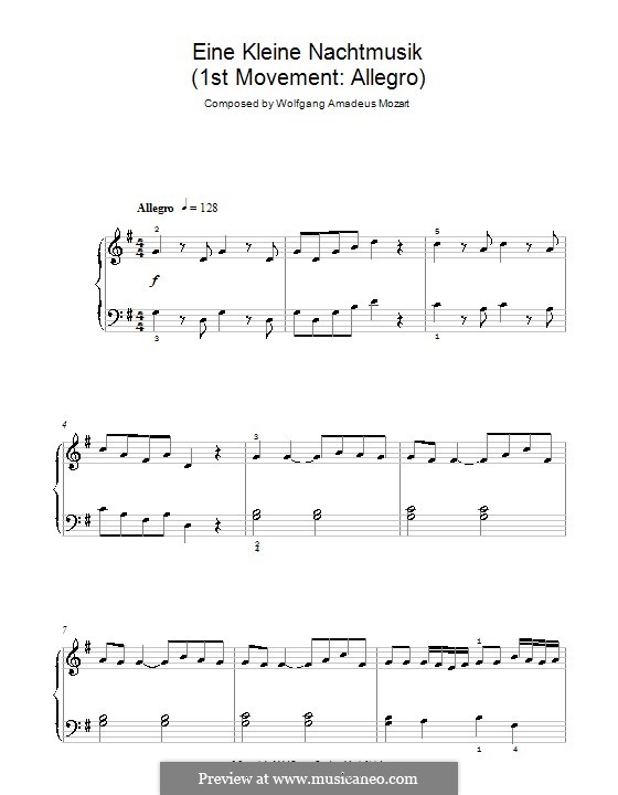 Allegro, for piano: para um único musico (Editado por H. Bulow) by Wolfgang Amadeus Mozart