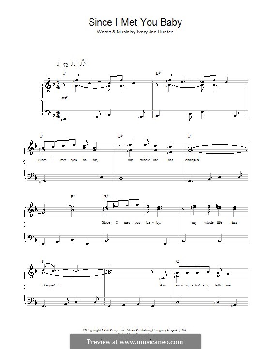 Since I Met You Baby: Facil para o piano by Ivory Joe Hunter