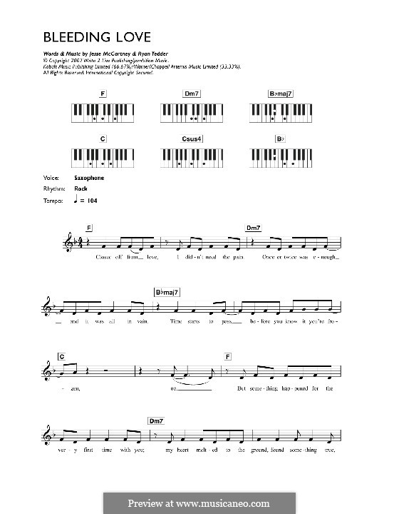 Bleeding Love (Leona Lewis): para teclado by Jesse McCartney, Ryan B Tedder